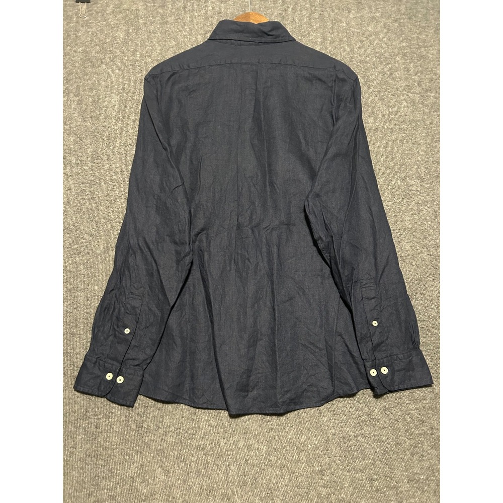 Brooks brothers baird mcnutt button down shirt long sleeve blue 100% linen L - Picture 3 of 7
